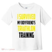 I Survived My BoyfriendS Triathlon Training Triathlete Toddler T-Shirt thumb 0