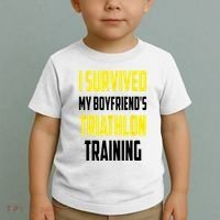 I Survived My BoyfriendS Triathlon Training Triathlete Toddler T-Shirt thumb 2