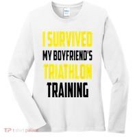 I Survived My BoyfriendS Triathlon Training Triathlete Women's Long Sleeve Shirt thumb 0