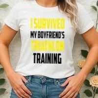 I Survived My BoyfriendS Triathlon Training Triathlete Women's T-Shirt thumb 2