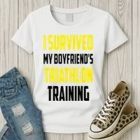 I Survived My BoyfriendS Triathlon Training Triathlete Women's T-Shirt thumb 3