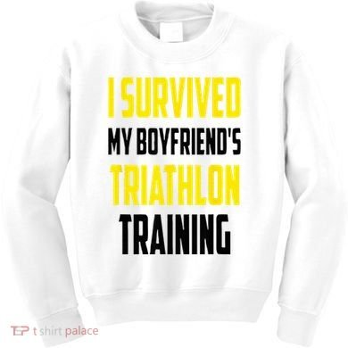 I Survived My BoyfriendS Triathlon Training Triathlete Kids Sweatshirt