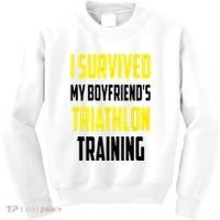 I Survived My BoyfriendS Triathlon Training Triathlete Kids Sweatshirt thumb 0
