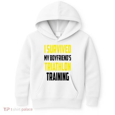 I Survived My BoyfriendS Triathlon Training Triathlete Kids Hoodie