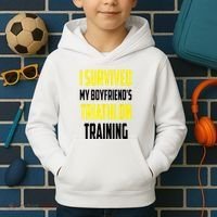 I Survived My BoyfriendS Triathlon Training Triathlete Kids Hoodie thumb 2