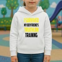 I Survived My BoyfriendS Triathlon Training Triathlete Kids Hoodie thumb 3