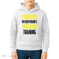 I Survived My BoyfriendS Triathlon Training Triathlete Kids Hoodie thumb 4