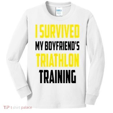 I Survived My BoyfriendS Triathlon Training Triathlete Kids Long Sleeve Shirt