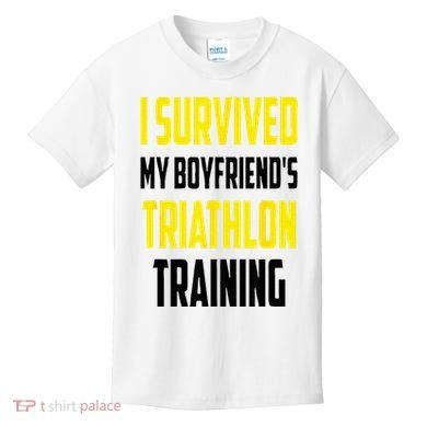 I Survived My BoyfriendS Triathlon Training Triathlete Kids T-Shirt