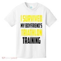 I Survived My BoyfriendS Triathlon Training Triathlete Kids T-Shirt thumb 0