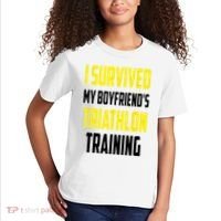 I Survived My BoyfriendS Triathlon Training Triathlete Kids T-Shirt thumb 2