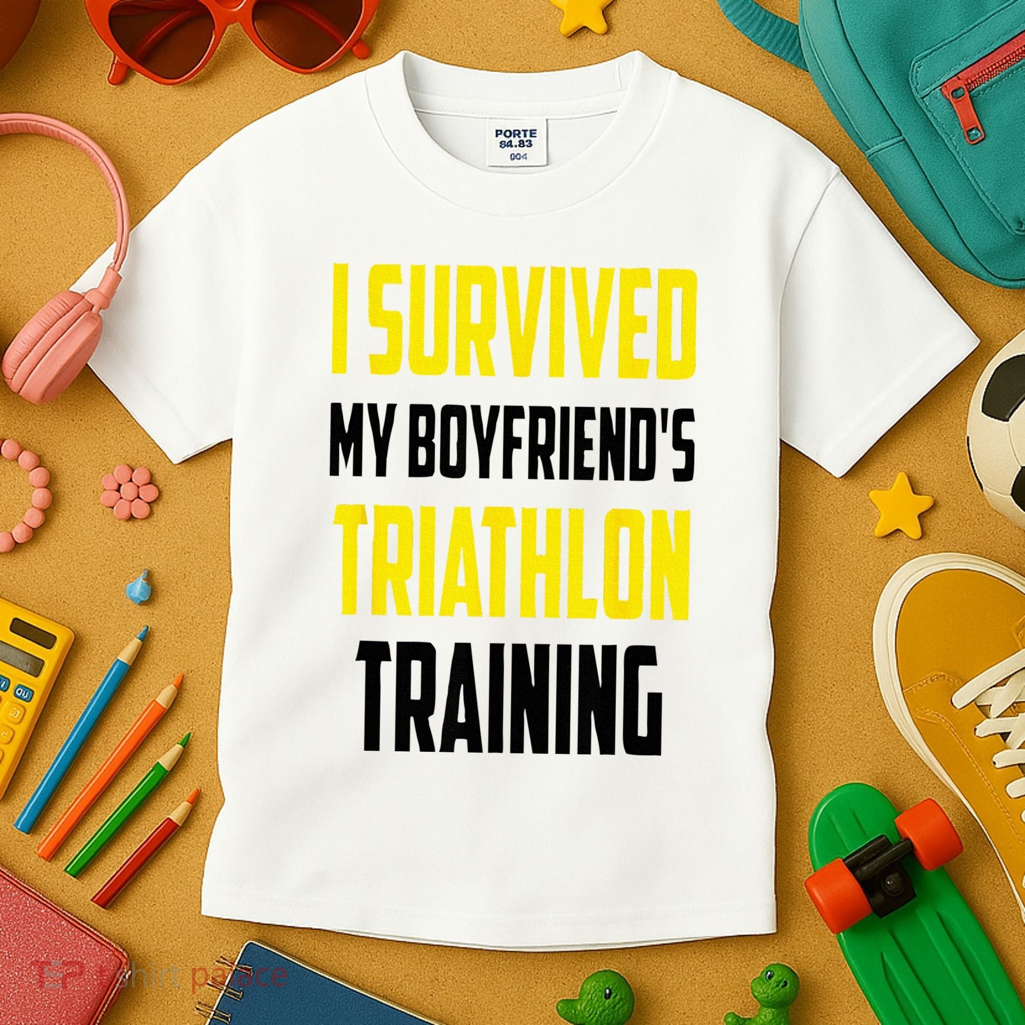 I Survived My BoyfriendS Triathlon Training Triathlete Kids T-Shirt
