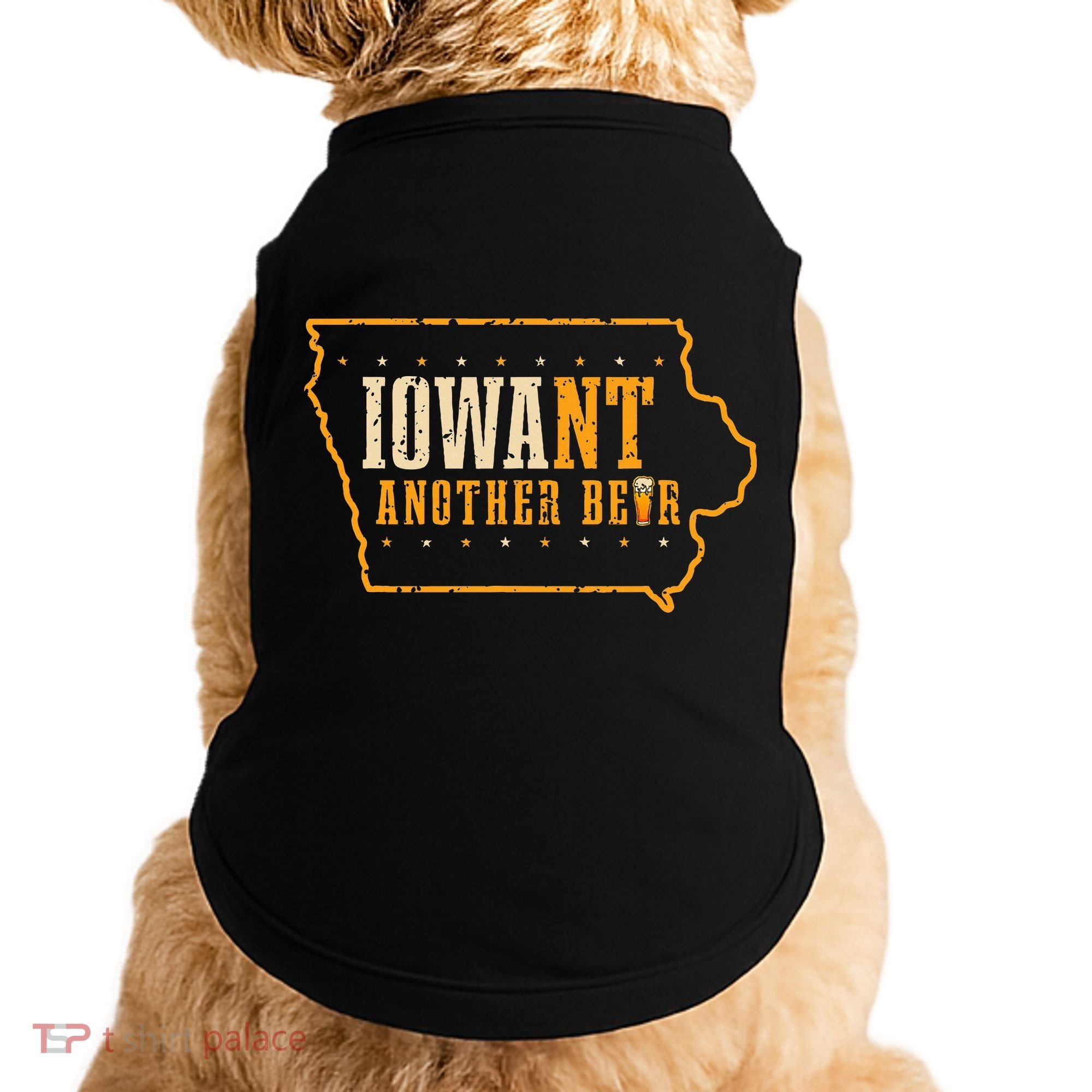 Iowa State Map I Want Another Beer Funny Drinking Doggie Tank
