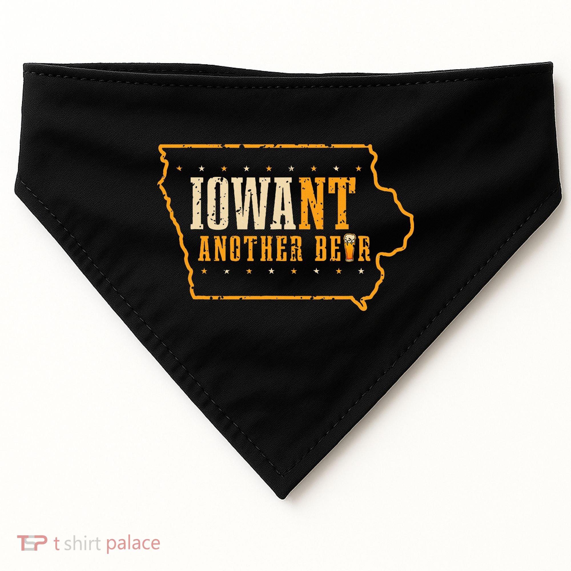 Iowa State Map I Want Another Beer Funny Drinking USA-Made Doggie Bandana