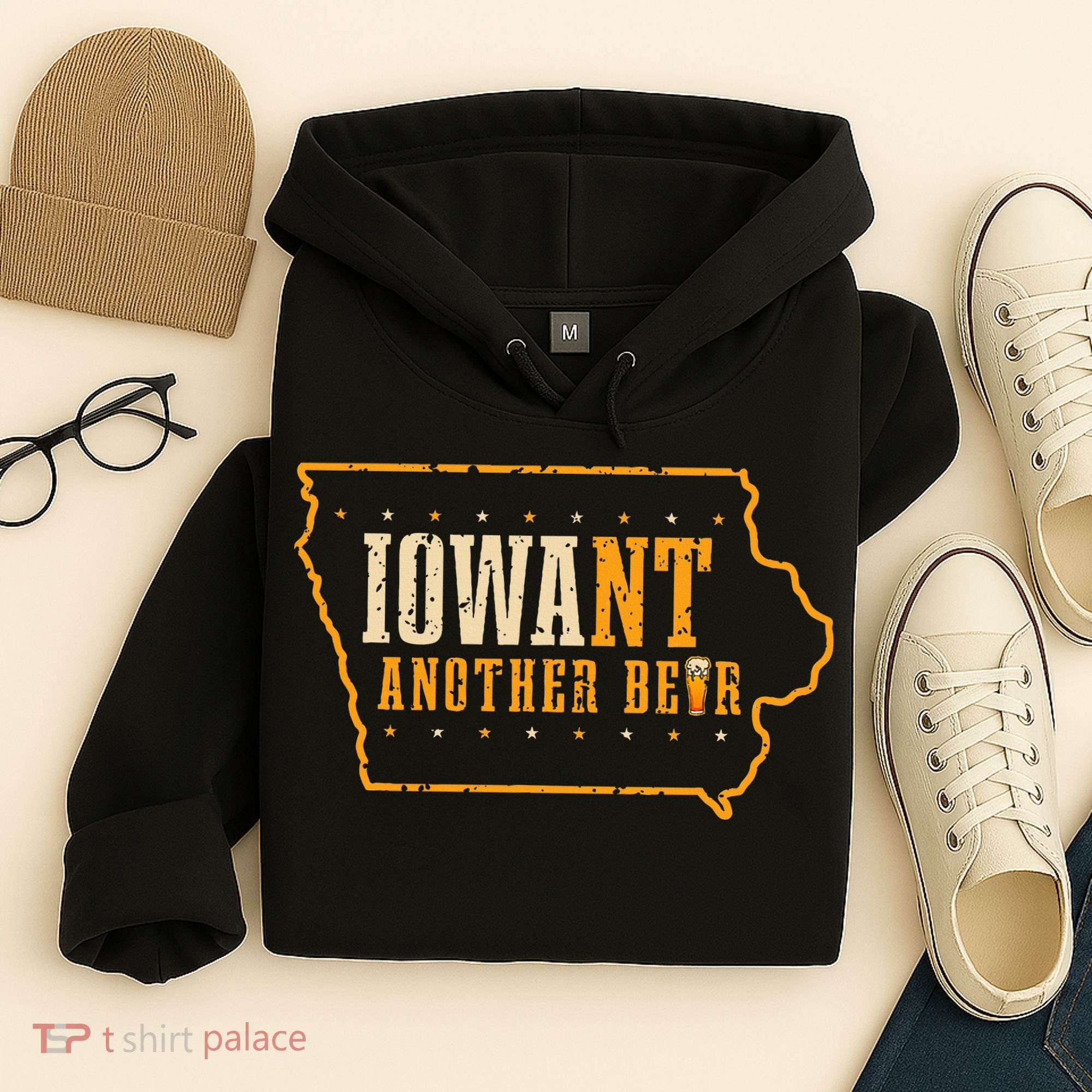 Iowa State Map I Want Another Beer Funny Drinking Hoodie