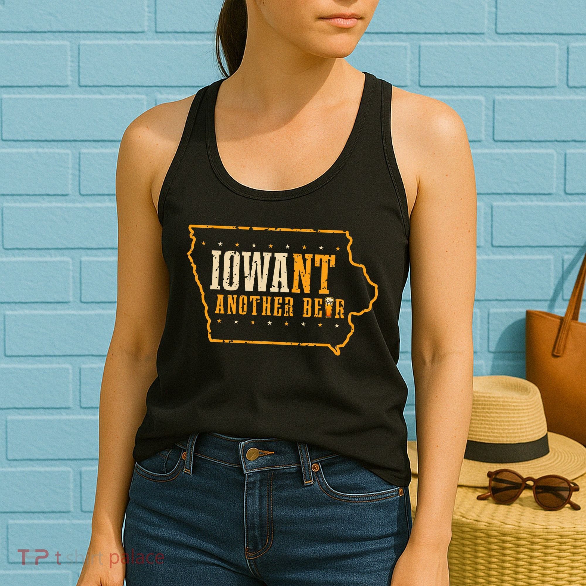 Iowa State Map I Want Another Beer Funny Drinking Women's Tank Top