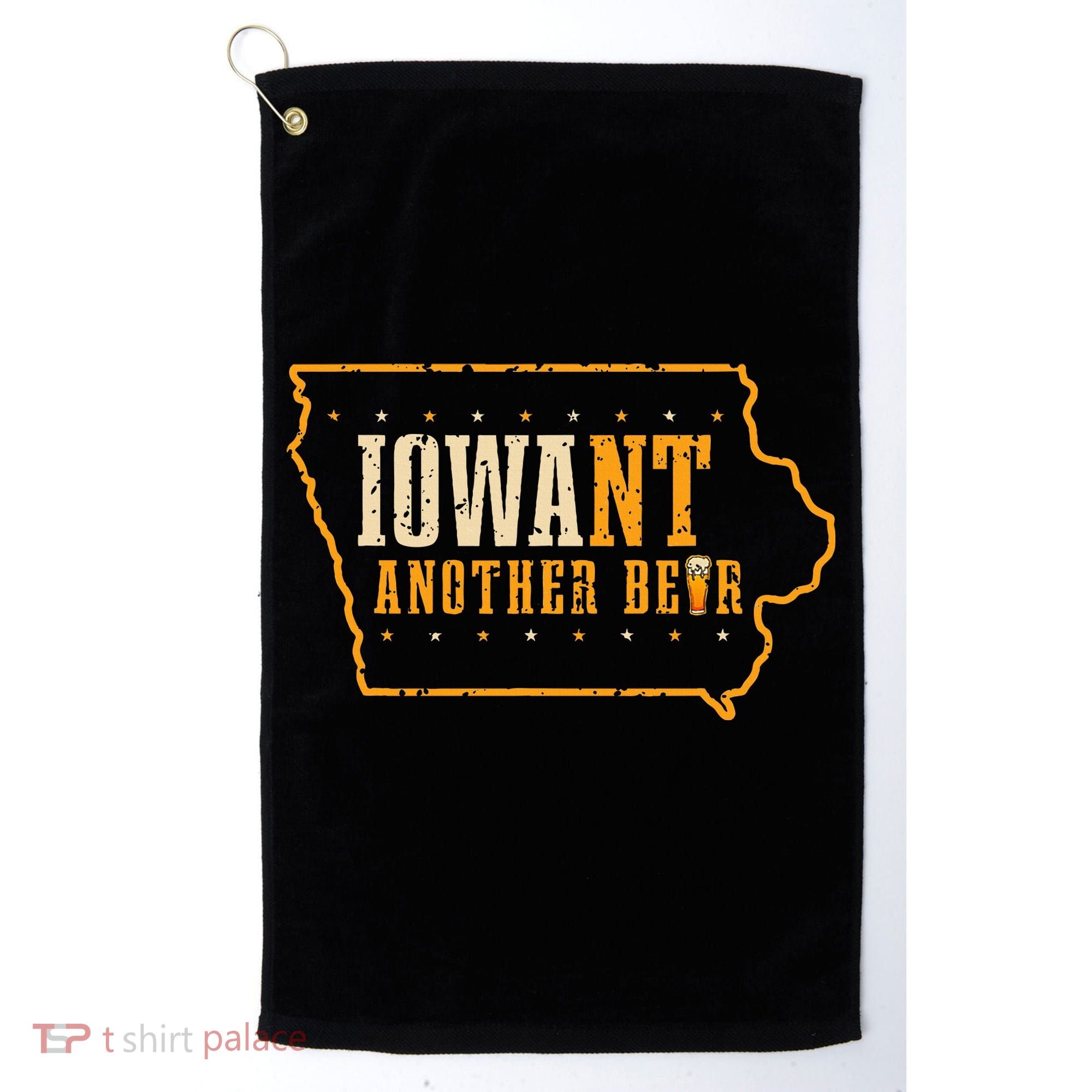 Iowa State Map I Want Another Beer Funny Drinking Golf Towel
