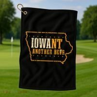 Iowa State Map I Want Another Beer Funny Drinking Golf Towel thumb 1