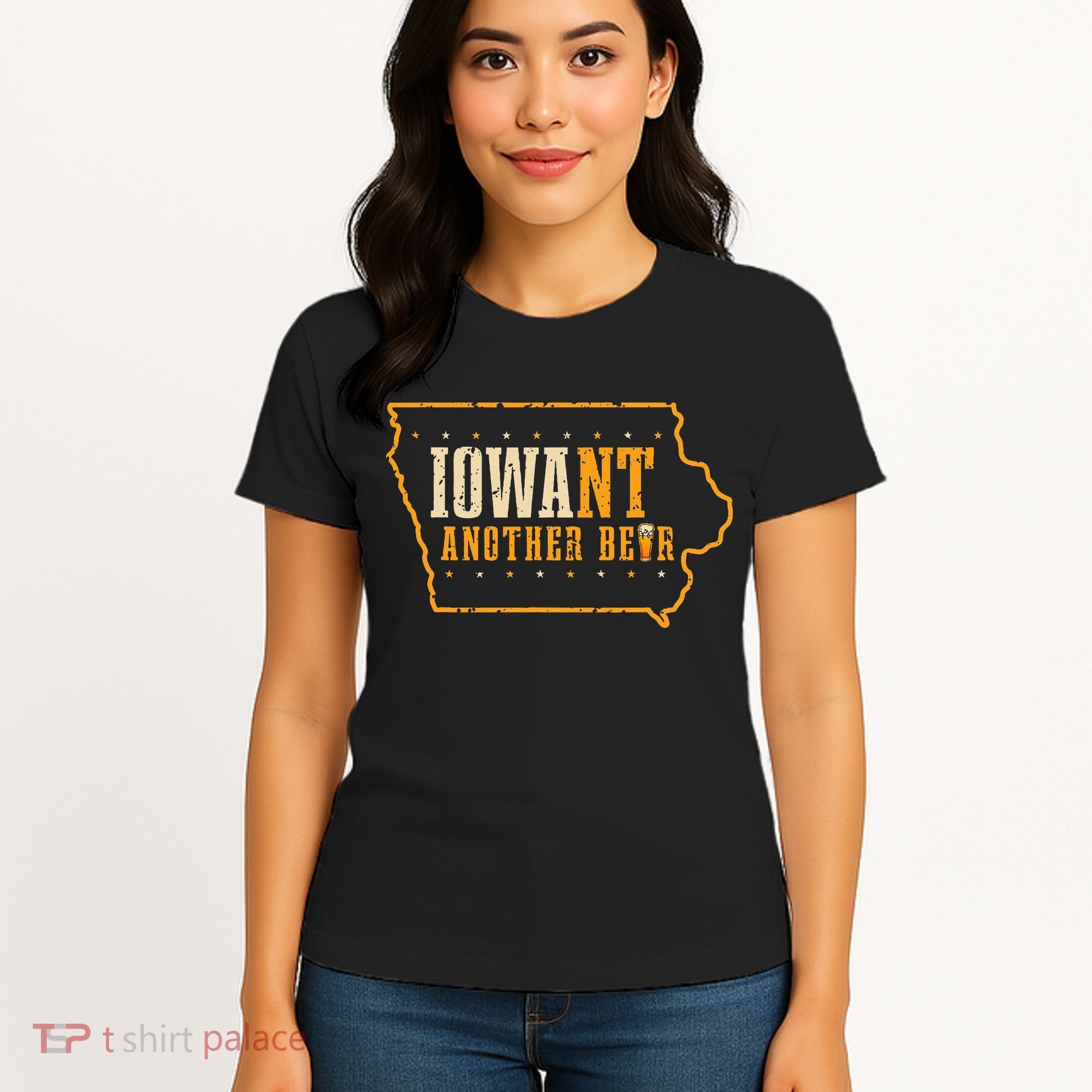 Iowa State Map I Want Another Beer Funny Drinking Women's T-Shirt