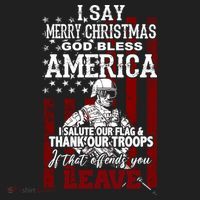 I Say Marry Christmas God Bless America Thank Our Troops Hat thumb 2