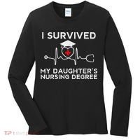 I survived My Daughter's Nursing Degree, Proud Mom Dad Nurse Women's Long Sleeve Shirt thumb 0