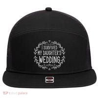I Survived My Daughter's Wedding Beautiful Bride's Dad 7 Panel Mesh Trucker Snapback Hat thumb 0