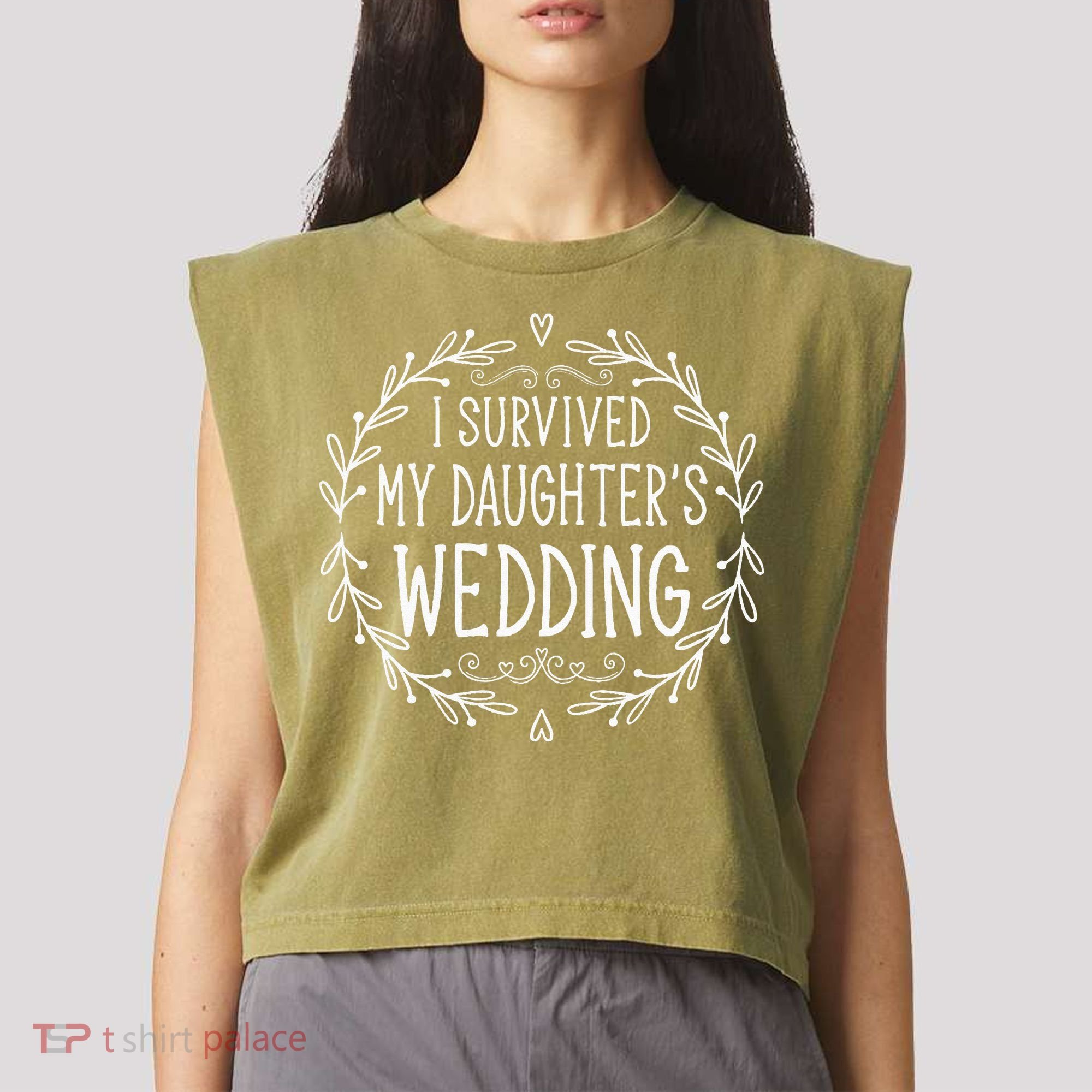 I Survived My Daughter's Wedding Beautiful Bride's Dad Garment-Dyed Women's Muscle Tee