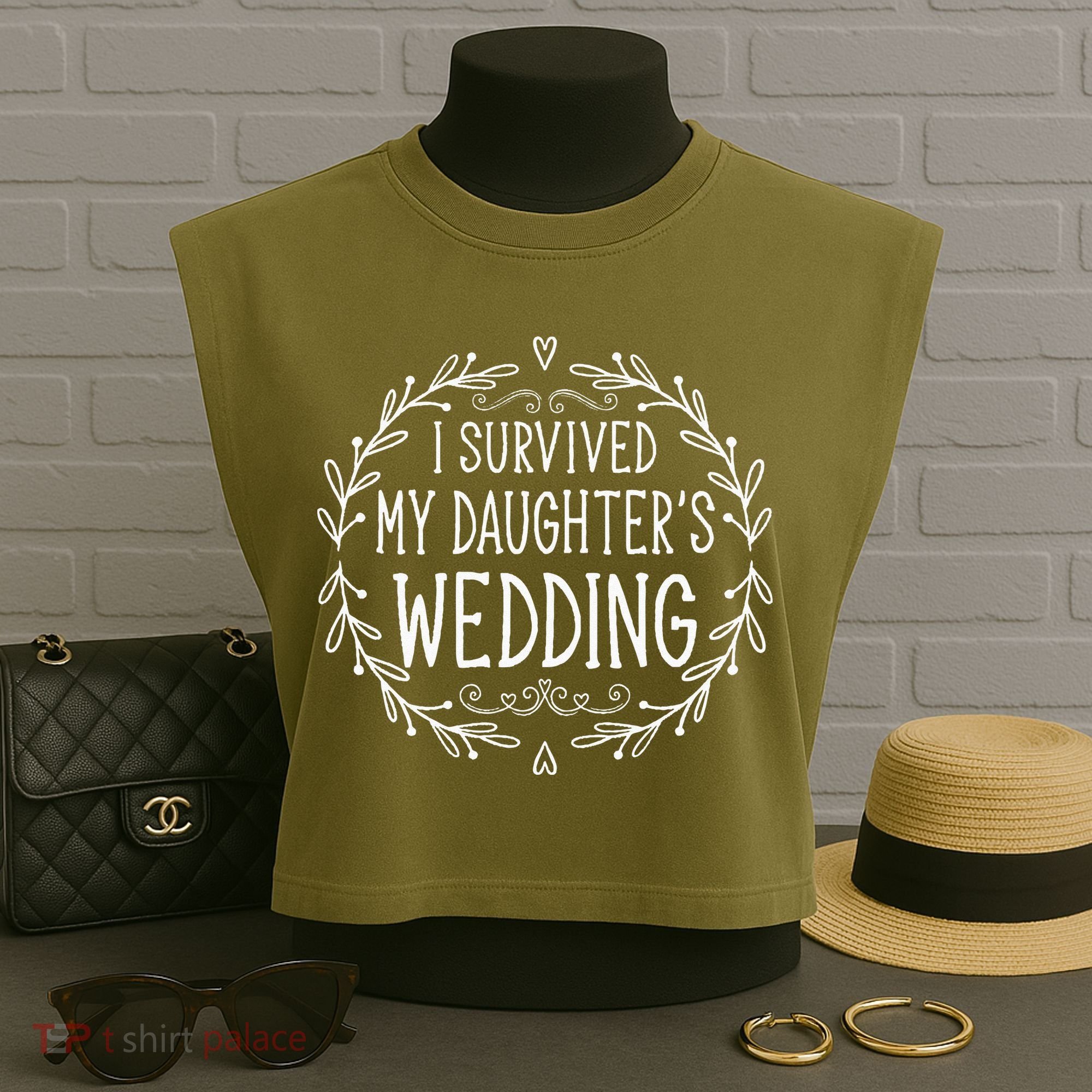 I Survived My Daughter's Wedding Beautiful Bride's Dad Garment-Dyed Women's Muscle Tee