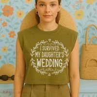 I Survived My Daughter's Wedding Beautiful Bride's Dad Garment-Dyed Women's Muscle Tee thumb 4