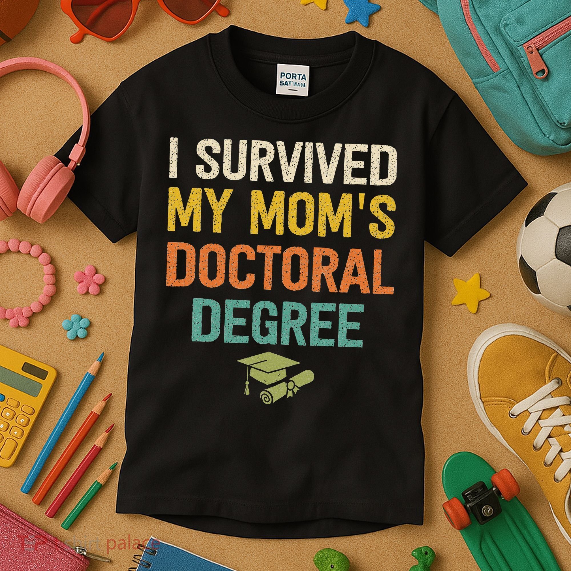 I Survived My Moms Doctoral Degree Doctorate Graduation Kids T-Shirt