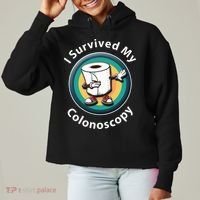 I Survived My Colonoscopy Survivor  Funny Hospital Patient  Ladies Heavyweight Boxy Pullover Hoodie thumb 0