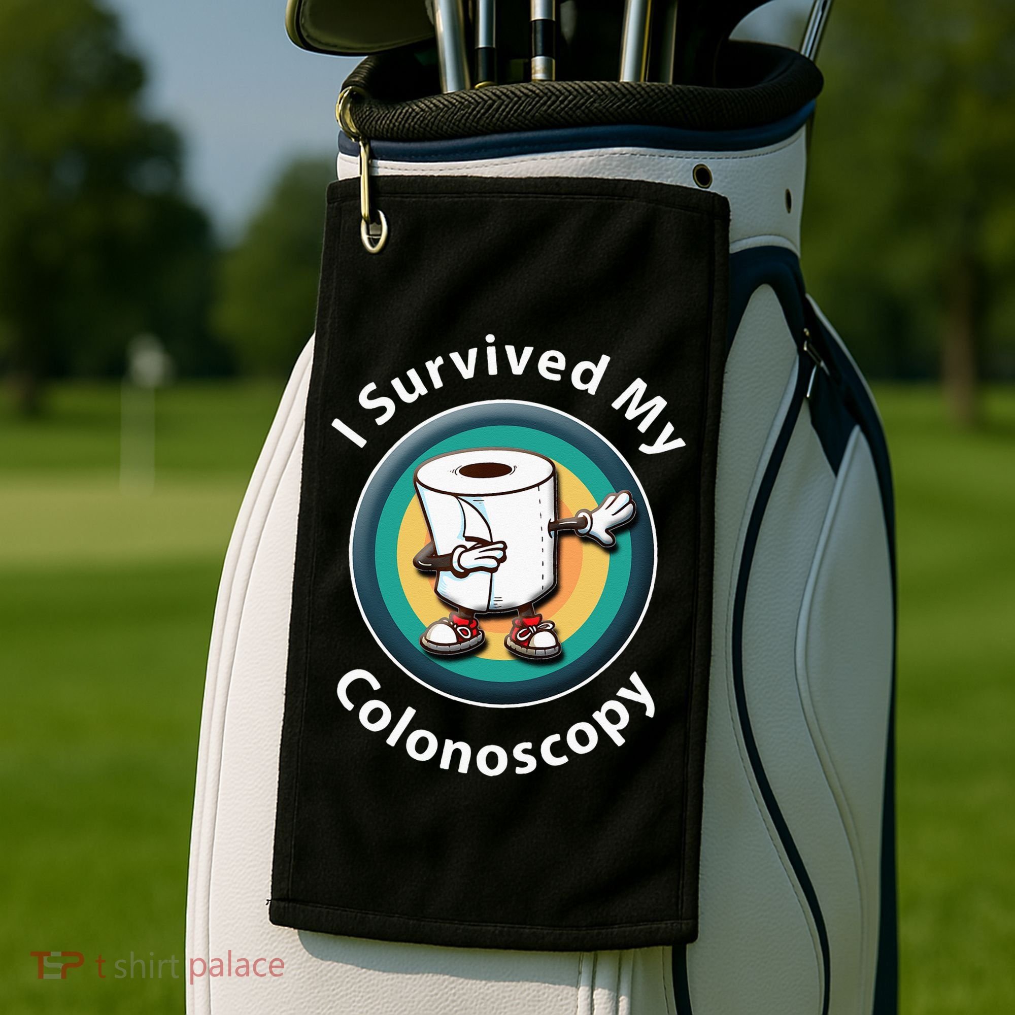 I Survived My Colonoscopy Survivor  Funny Hospital Patient  Golf Towel
