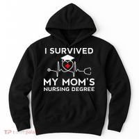 I Survived My Moms Nursing Degree Proud Son Daughter Nurse Hoodie thumb 0