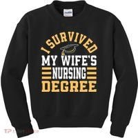 I Survived My Wife’s Nursing Degree CNA LPN Nurse Kids Sweatshirt thumb 0
