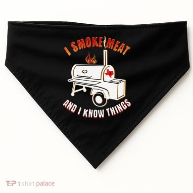 I Smoke Meat And I Know Things Funny BBQ Texas TX USA-Made Doggie Bandana