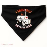 I Smoke Meat And I Know Things Funny BBQ Texas TX USA-Made Doggie Bandana thumb 0
