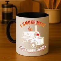 I Smoke Meat And I Know Things Funny BBQ Texas TX Coffee Mug thumb 4