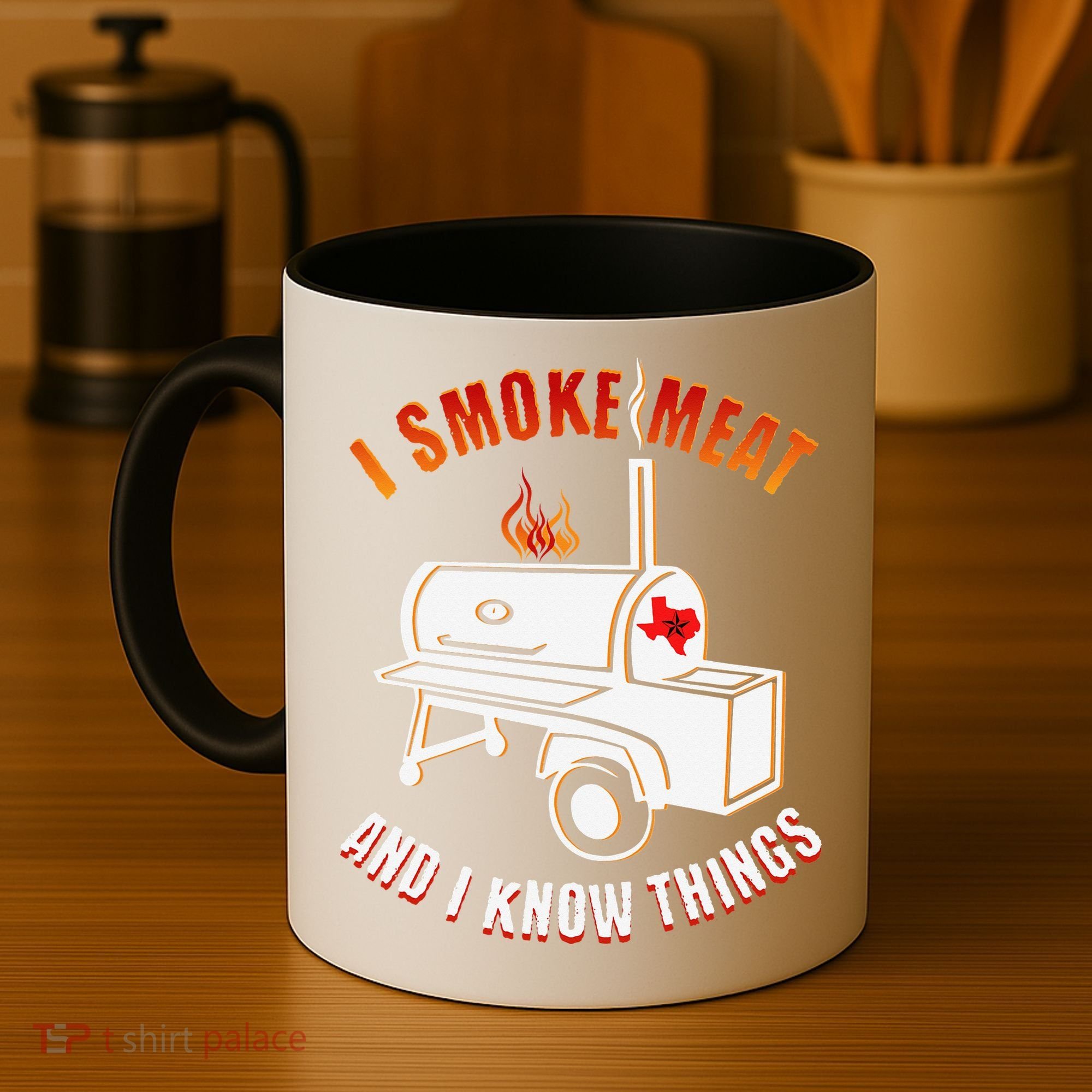I Smoke Meat And I Know Things Funny BBQ Texas TX Coffee Mug