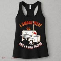 I Smoke Meat And I Know Things Funny BBQ Texas TX Women's Tank Top thumb 3