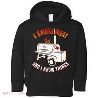 I Smoke Meat And I Know Things Funny BBQ Texas TX Toddler Hoodie thumb 0