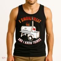 I Smoke Meat And I Know Things Funny BBQ Texas TX Tank Top thumb 3