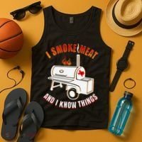 I Smoke Meat And I Know Things Funny BBQ Texas TX Tank Top thumb 4