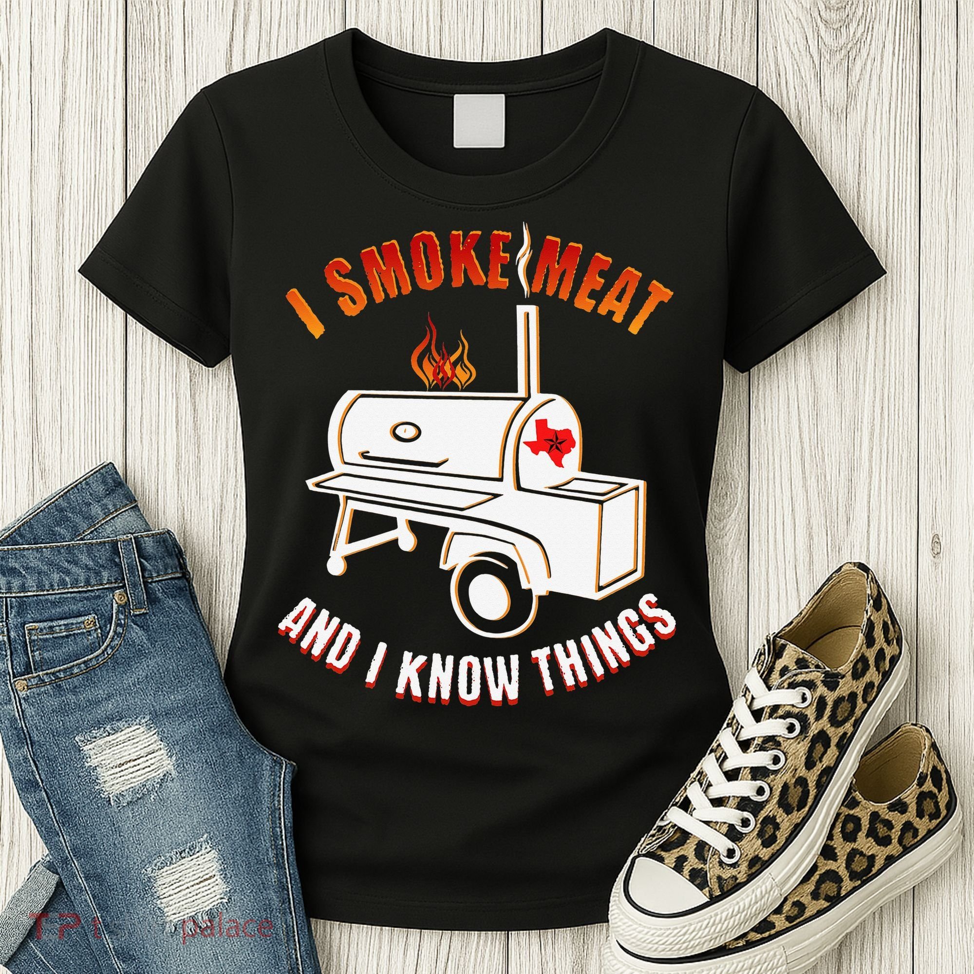 I Smoke Meat And I Know Things Funny BBQ Texas TX Women's T-Shirt