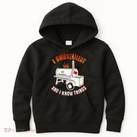 I Smoke Meat And I Know Things Funny BBQ Texas TX Kids Hoodie thumb 0