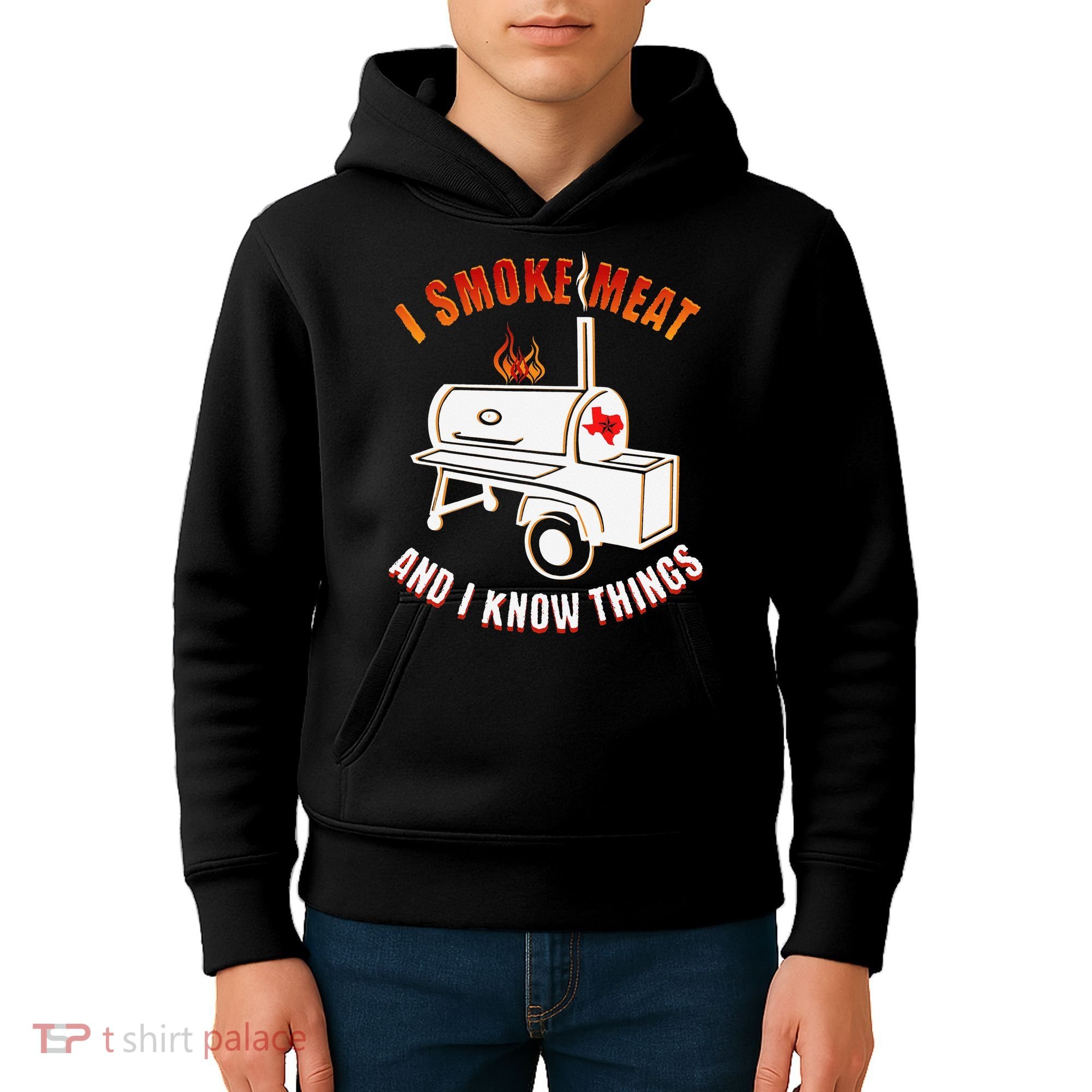 I Smoke Meat And I Know Things Funny BBQ Texas TX Kids Hoodie