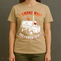 I Smoke Meat And I Know Things Funny BBQ Texas TX T-Shirt thumb 4