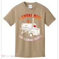 I Smoke Meat And I Know Things Funny BBQ Texas TX Kids T-Shirt thumb 0