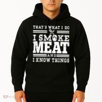 I Smoke Meat And I Know Things Funny BBQ Chef Grill Dad Hoodie thumb 2