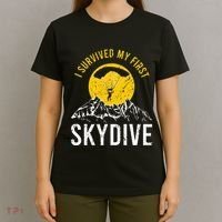 I Survived My First Sky Diving Funny Parachuting Skydiver T-Shirt thumb 4