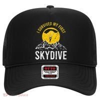 I Survived My First Sky Diving Funny Parachuting Skydiver Hat thumb 0
